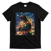 Japanese Monster Kaiju Santazilla Christmas Tree Lights T-Shirt