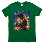 Japanese Monster Kaiju Santazilla Christmas Tree Lights T-Shirt