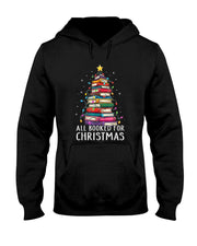 All Booked For Christmas Book Christmas Tree Lights T-Shirt