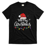 Merry Christmas Lights Red Santa Hat Xmas Family Men Women T-Shirt