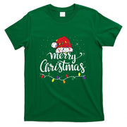 Merry Christmas Lights Red Santa Hat Xmas Family Men Women T-Shirt