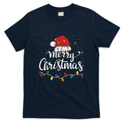 Merry Christmas Lights Red Santa Hat Xmas Family Men Women T-Shirt