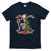 Funny Christmas Skeleton Sorta Merry Sorta Scary Tree Xmas T-Shirt