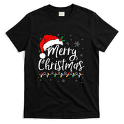 Merry Christmas Lights Santa Hat Xmas Family Matching Pajama T-Shirt