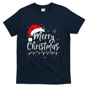 Merry Christmas Lights Santa Hat Xmas Family Matching Pajama T-Shirt