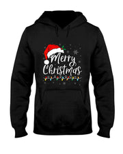 Merry Christmas Lights Santa Hat Xmas Family Matching Pajama T-Shirt