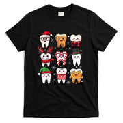 Funny Dental Christmas Cute Teeth Costume Dentist Santa Hat T-Shirt