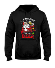 Funny Christmas Santa Claus Drinking Beer Wonderful Time T-Shirt