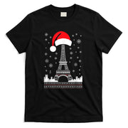 Eiffel Tower Santa Hat - Funny Vintage Paris Ugly Christmas T-Shirt