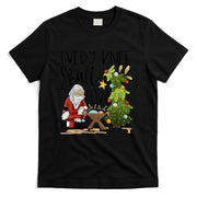 Every Knee Shall Bow Santa Jesus Christian Christmas Pajamas T-Shirt