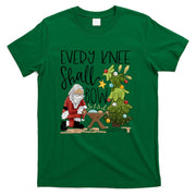 Every Knee Shall Bow Santa Jesus Christian Christmas Pajamas T-Shirt