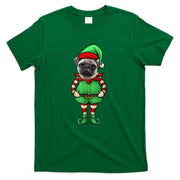 Funny Christmas Elf Pug Dog T-Shirt