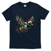 Flying Santa Duck with Christmas Lights Hunting Season T-Shirt