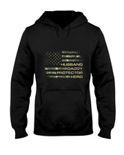 Husband Daddy Protector Hero Fathers Day Camo American Flag T-Shirt