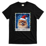 Merry Christmas Pomeranian Santa Hat Xmas Dog Lights Family Men Women Kids T-Shirt