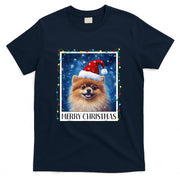 Merry Christmas Pomeranian Santa Hat Xmas Dog Lights Family Men Women Kids T-Shirt