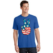 American Flag Peace Sign Hand 4th Of July Patriotic Gift T-Shirt