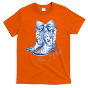 Am I Okay Boot Cowgirl Coquette Bow T-Shirt