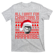 All I Want for Christmas is Harambe Ugly Sweater Design T-Shirt