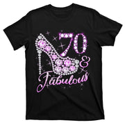 Fabulous & 70 Sparkly Shiny Heel 70th Birthday T-Shirt