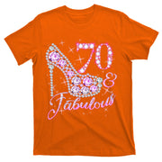 Fabulous & 70 Sparkly Shiny Heel 70th Birthday T-Shirt
