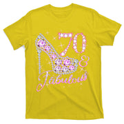 Fabulous & 70 Sparkly Shiny Heel 70th Birthday T-Shirt