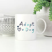 Adopt A Dog with Green Galaxy font Mugs
