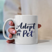 Adopt A Pet With Hearts with Green Galaxy font Mugs