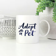 Adopt A Pet With Hearts with Green Galaxy font Mugs