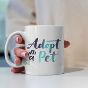 Adopt A Pet With Hearts with star font Mugs