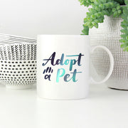 Adopt A Pet With Hearts with star font Mugs