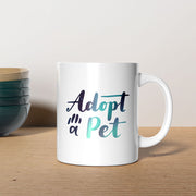 Adopt A Pet With Hearts with star font Mugs