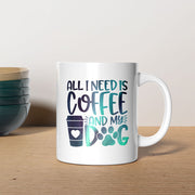 All I Need Is Coffee And My Dog with Green Galaxy font Mugs