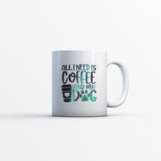 All I Need Is Coffee And My Dog with Green Galaxy font Mugs