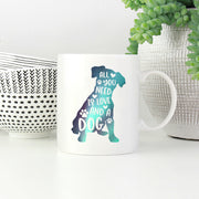 All You Need Is Love And A Dog with Green Galaxy font Mugs