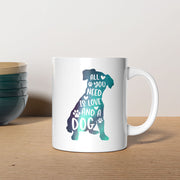 All You Need Is Love And A Dog with Green Galaxy font Mugs