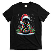 Black Cat Christmas Santa Hat Funny Meowy Cat T-Shirt for Men Women Kids