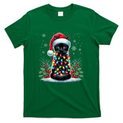 Black Cat Christmas Santa Hat Funny Meowy Cat T-Shirt for Men Women Kids