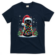 Black Cat Christmas Santa Hat Funny Meowy Cat T-Shirt for Men Women Kids
