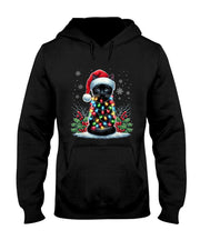 Black Cat Christmas Santa Hat Funny Meowy Cat T-Shirt for Men Women Kids