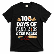 100 Days Band Aids & Ice Packs Nurse 100 Days Of School T-Shirt - Black