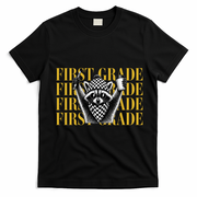 1st First Grade Raccoon Back To School T-Shirt - Black