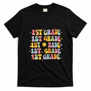 1st Grade Retro Floral Gift Teacher Students Back To School T-Shirt - Black