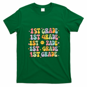 1st Grade Retro Floral Gift Teacher Students Back To School T-Shirt - Irish Green