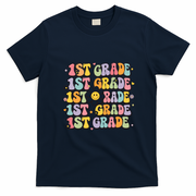 1st Grade Retro Floral Gift Teacher Students Back To School T-Shirt - Navy Blue