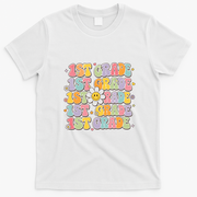 1st Grade Retro Floral Gift Teacher Students Back To School T-Shirt - White