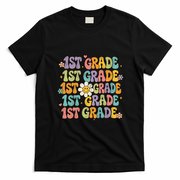1st Grade Smiley Flower Back To School Teacher Student Gift T-Shirt - Black