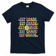 1st Grade Smiley Flower Back To School Teacher Student Gift T-Shirt - Navy Blue