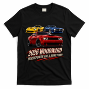 2026 Car Cruise Woodward Ave Hometown Horsepower Front & Back T-Shirt - Black