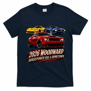 2026 Car Cruise Woodward Ave Hometown Horsepower Front & Back T-Shirt - Navy Blue